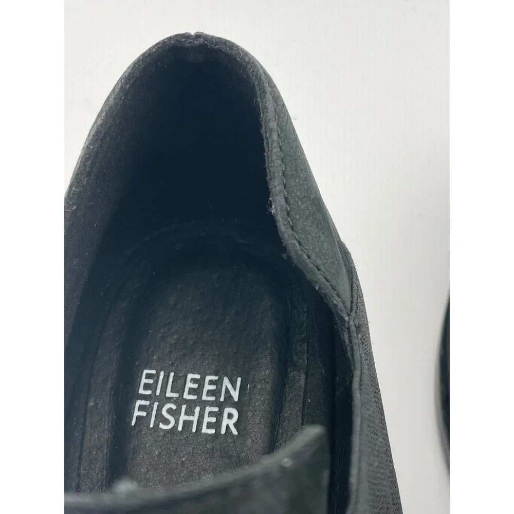 Eileen Fisher Perry black‎ nubuck suede elastic cutout shoes booties sz 7.5